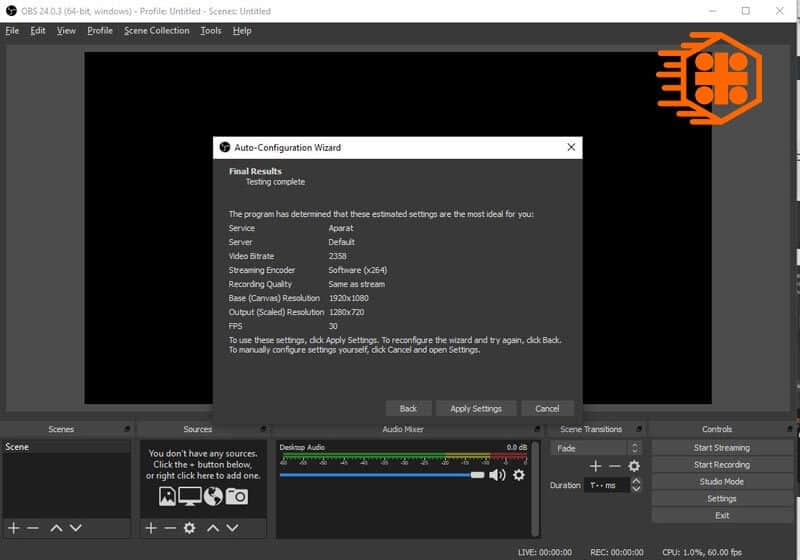 اعمال تنظیمات پیشنهادی نرم افزار OBS برای استریم در سرویس آپارات