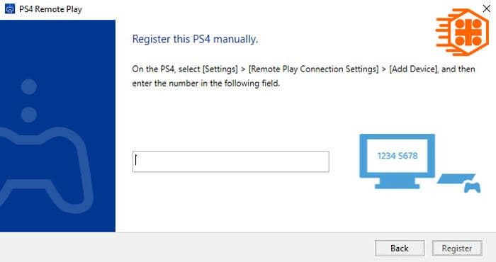 پیغام وارد کردن کد از پلی استیشن 4 در نرم افزار PS4 Remote Play