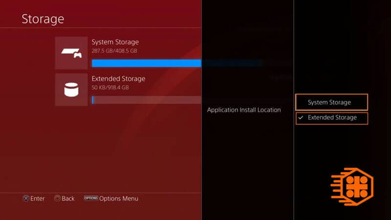 انتخاب هارد داخلی یا هارد خارجی به عنوان فضای ذخیره سازی پیش فرض در PS4
