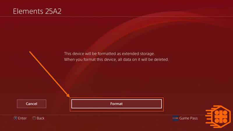 انتخاب کزینه Format برای فرمت کردن هارد اکسترنال در PS4