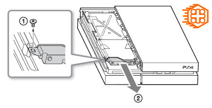 باز کردن پیچ های سینی هارد درایو در پلی استیشن 4 فت مدل های CUH1000 تا CUH1200