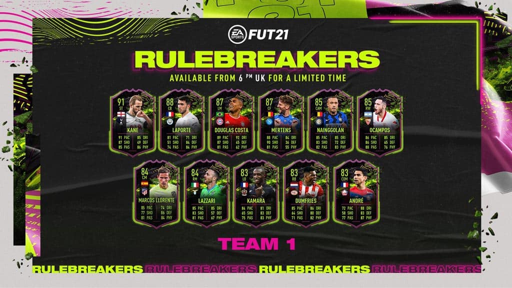 کارت‌های منتشر شده Rulebreakers در Fifa 21