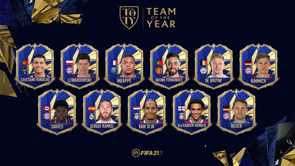 FIFA 21 Team of the Year Starting 11 Revealed Ahead of Todays Kick Off