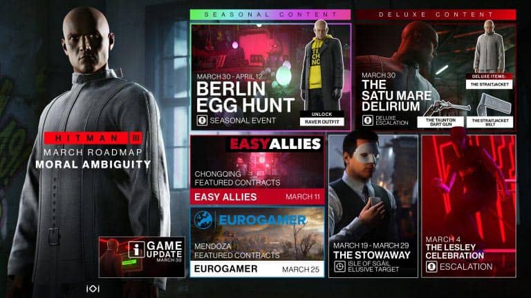 Hitman 3 March Roadmap Revealed – Berlin Egg Hunt New Elusive Target and More 2