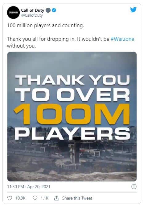 عبور تعداد بازیکنان Warzone از 100 میلیون نفر