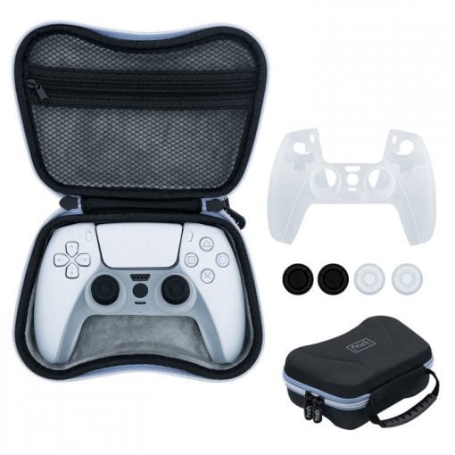 iPlay 6 in 1 Controller Storage Bag with Transparent White Cover for PS5