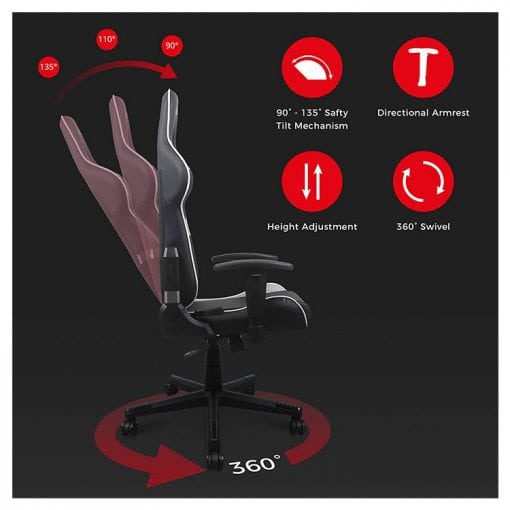 خرید صندلی گیمینگ DXRacer مدل Prince Series OH D6000 NW مشکی سفید