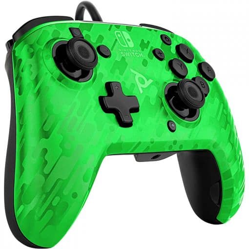 خرید کنترلر با سیم PDP Faceoff Pro مخصوص Nintendo Switch رنگ Green Camo