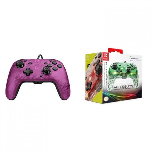 خرید کنترلر با سیم PDP Faceoff Pro مخصوص Nintendo Switch رنگ Purple Camo