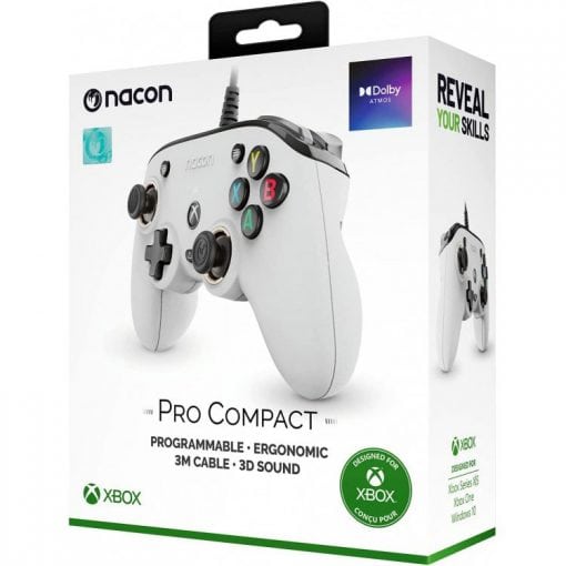 خرید کنترلر با سیم Nacon Pro Compact سفید مخصوص Xbox