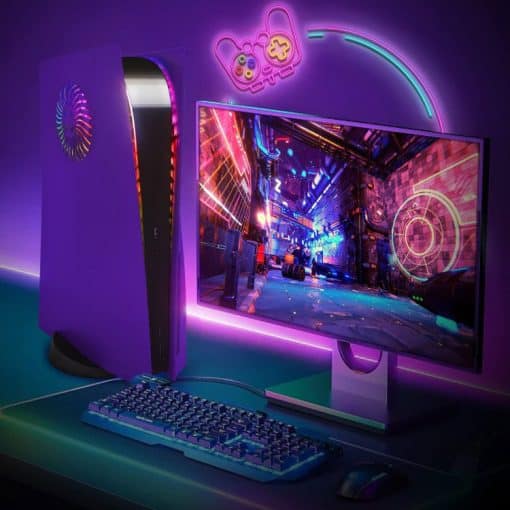 خرید فیس پلیت Dobewingdelou بنفش دارای منفذ فن و LED مخصوص PS5 Standard Edition