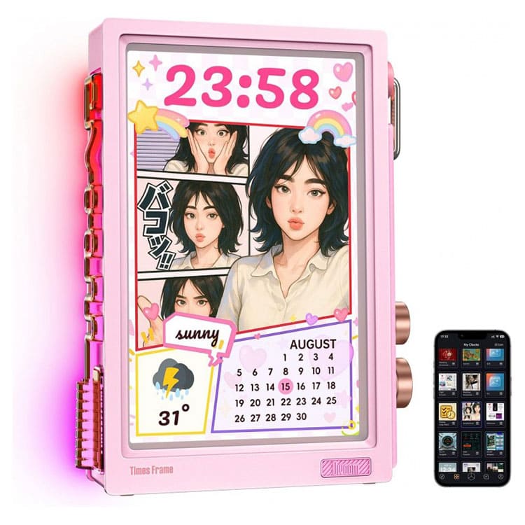 Divoom-Times-Frame-digital-frame-pink-gallery01 خرید قاب دیجیتال Divoom Times Frame صورتی