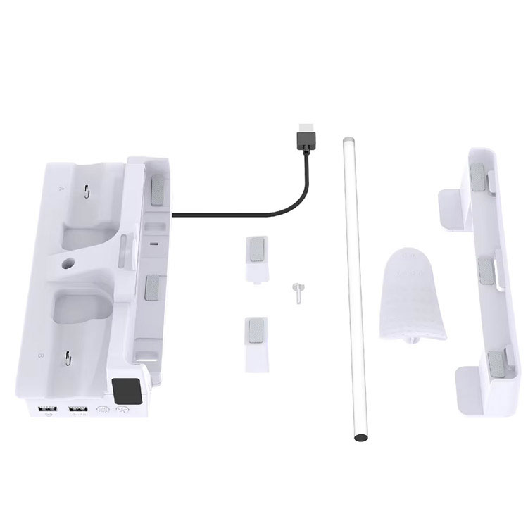 PGTECH-RGB-charging-stand-for-ps5-slim-pro-white خرید پایه شارژر افقی PGTECH RGB مناسب PS5 Slim سفید