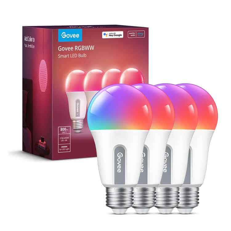 govee-rgbww-led-smart-light-bulbs-4-pack خرید لامپ هوشمند GoVee RGBWW LED پک 4 عددی