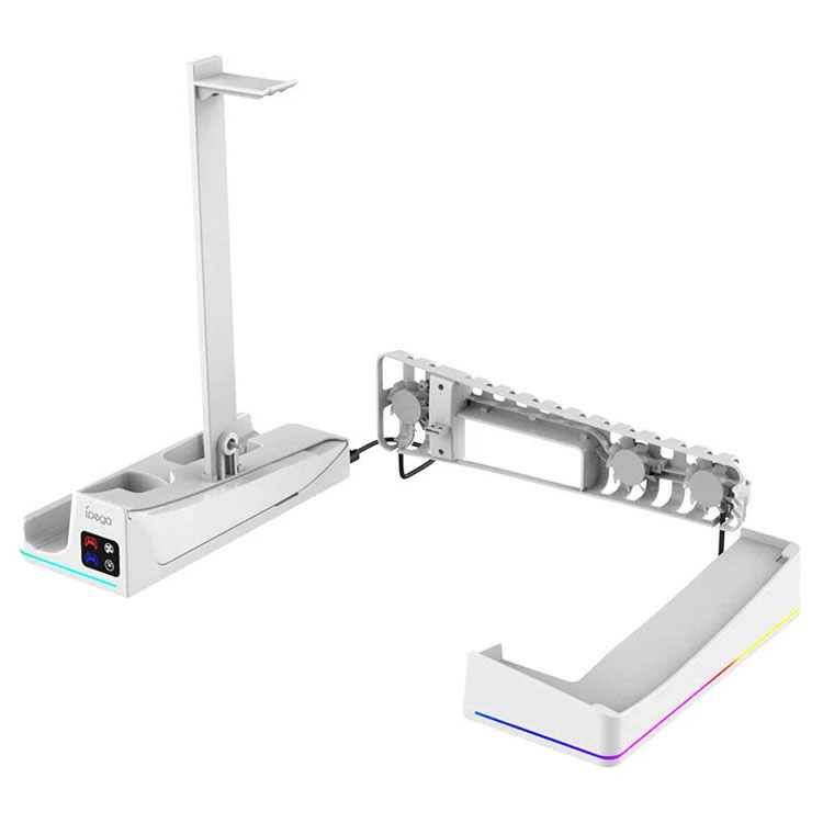 ipega-rgb-horizontal-chraging-stand-for-ps5-slim-pro-white خرید پایه شارژر افقی iPega RGB مناسب PS5 Slim سفید